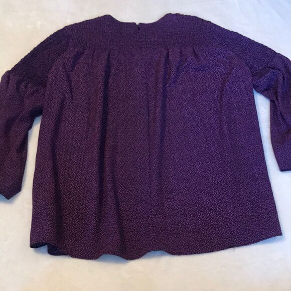 Michael Kors Purple & Black Gathered Bodice Blouse - Picture 10 of 15